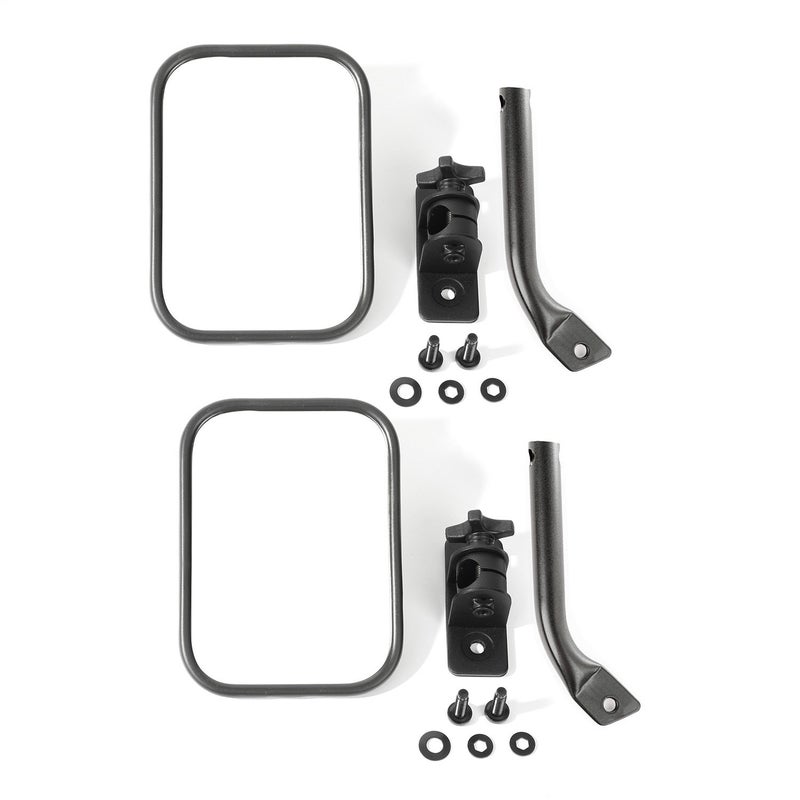 Rugged Ridge | Stubby Trail Mirror, Rectangular Pair, Textured Black | 11025.22 | Fits 1997-2018 Jeep Wrangler - Image 1